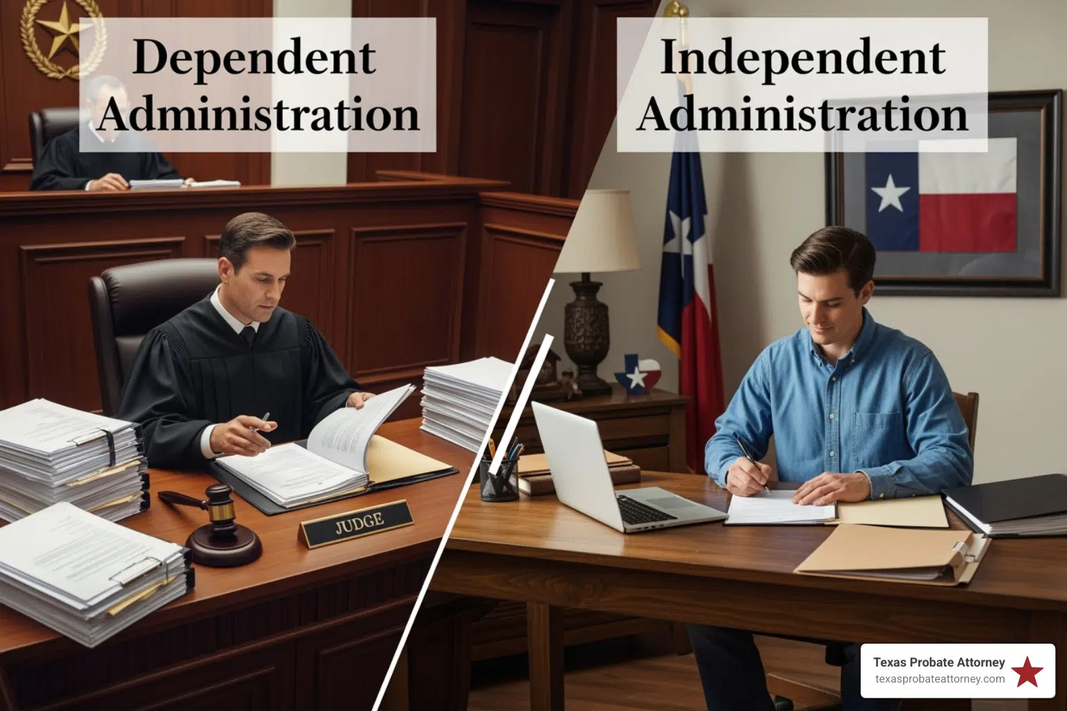 dependent vs independent administration texas